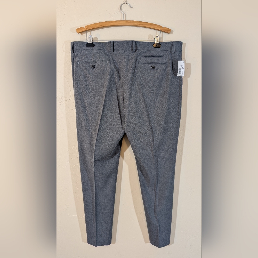 Murano Men's Evan Extra Slim Fit Flat Front Grey Chino Dress Pants Tapered 40x30 - Picture 5 of 8